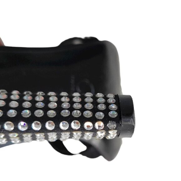 St. John Storm Black Crepe & Rhinestone Heels Women Size 8 B - Picture 13 of 14